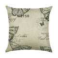 Axyaa Linen Butterfly Flower Sofa Cushion Cover 45*45 - Home Decor Printed Pillow Case