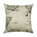 Axyaa Linen Butterfly Flower Sofa Cushion Cover 45*45 - Home Decor Printed Pillow Case