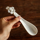 Axyaa Handmade Flower Ceramic Dessert Soup Spoon Tableware
