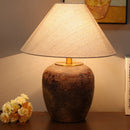 Axyaa Japanese Ceramic LED Floor Lamp with Fabric Lampshade for Home Decor
