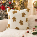 Axyaa Christmas Gingerbread Man Embroidered Cushion Cover - Festive Sofa Pillowcase