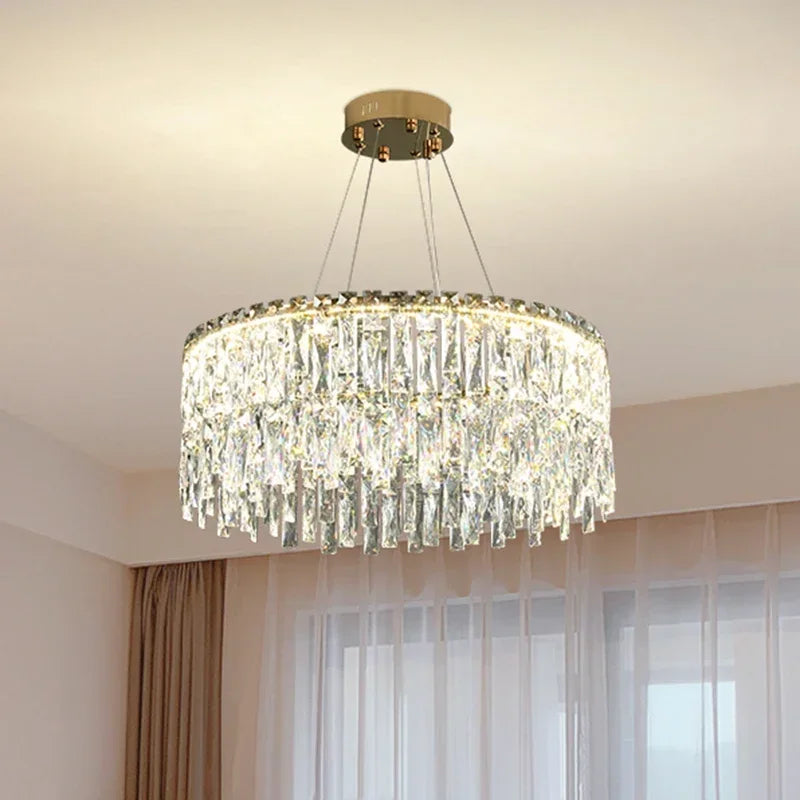 Axyaa Crystal Chandelier: Luxury Modern Lighting for Bedroom, Living Room, Dining Room