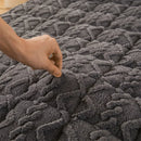 Axyaa Warm Coral Fleece Mattress Pad - Double Bed Solid Color Winter Blanket