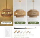 Axyaa 6-Light Rattan Hanging Chandelier for Kitchen, Bedroom, Living Room