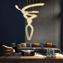 Axyaa Crystal Chandelier Stair Pendant Lamp Living Room Interior Lighting