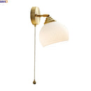 Axyaa Vintage Brass Glass Wall Sconce - Indoor LED Lighting Fixtures, Bedside Reading Lamp