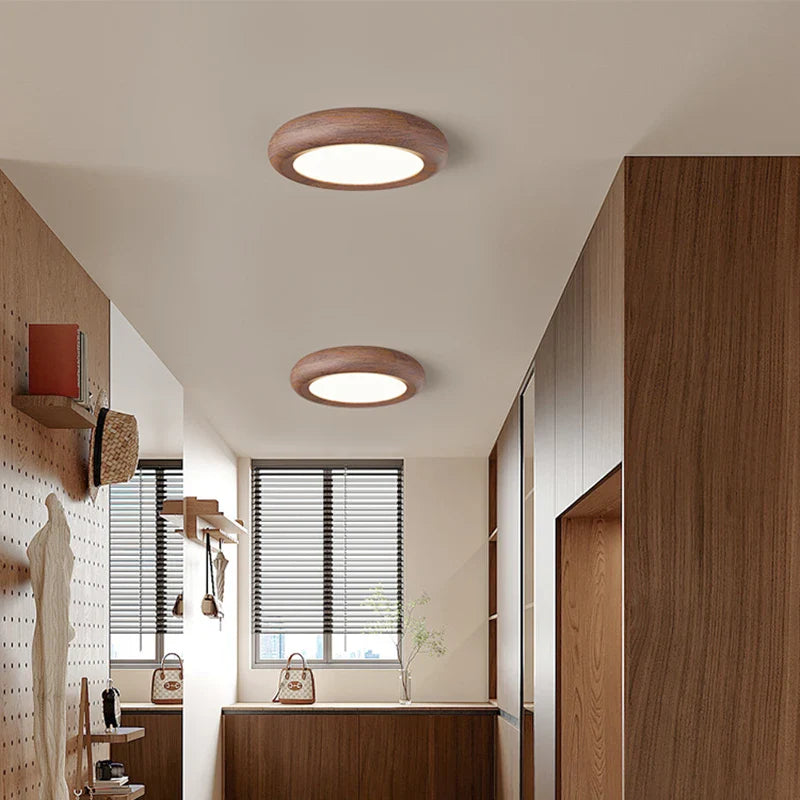 Axyaa Wood Grain LED Ceiling Lamp Modern Nordic Home Decor Bedroom Pendant Light
