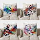 Colorful Music Notes & Treble Clef Pillow Cover by Axyaa - Sofa, Bed, Car