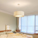 Axyaa Creamy Fabric LED Chandelier, Minimalist Bedroom Dining Room Pendant Light