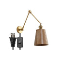 Axyaa Nordic Wood LED Wall Lamp Sconce with Swing Arm and Pull Chain Switch