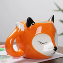 Axyaa Cartoon Fox Ceramic Mug: Cute Hand Drawn Coffee Cup for Kids and Adults