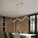 Axyaa Black Gold Aluminum LED Line Pendant Light with Remote Dimming