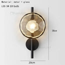 Axyaa Nordic Glass Wall Light 20cm Gold Black Metal Sconce