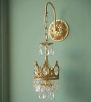 Axyaa Golden Crown Crystal Chandelier LED Pendant Lamp for Living Room