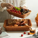 Axyaa Faux Rattan Woven Display Basket - Modern Kitchen Storage for Fruit and Bread