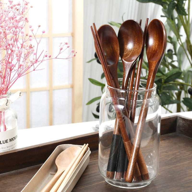 Axyaa Japanese Wooden Tableware Set - Elegant and Eco-Friendly Dining Ensemble