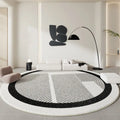 Axyaa Soft Fluffy Black White Carpet: Minimalist Decor for Living Room, Plush Large Round Rug