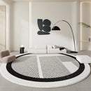 Axyaa Soft Fluffy Black White Carpet: Minimalist Decor for Living Room, Plush Large Round Rug
