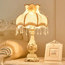 Axyaa Princess Style Bedside Lamp Retro Fabric Decor for Bedroom