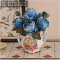 Axyaa Ceramic Vase & Flower Arrangement Set - Home Decor Crafts