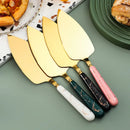 Axyaa Stone Ceramic Handle Cake Shovel Set Butter Pizza Cheese Knife Stainless Steel