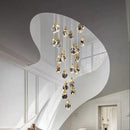 Axyaa Crystal Chandelier Stair Pendant Living Room Lighting