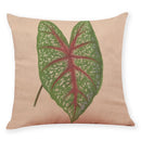 Axyaa Big Leaf Pattern Linen Pillowcase 45x45cm for Car Sofa Home Décor