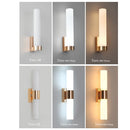Axyaa Modern Gold Pipe LED Wall Lamp with Acrylic Lampshade
