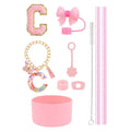 Axyaa 10pc Tumbler Accessory Set: Straw, Cover, Cap, Boot, Stopper, Keychain, Sticker