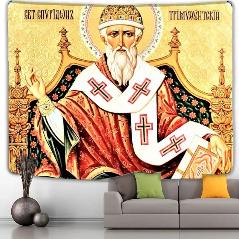 Axyaa Virgin Mary Tapestry: Medieval Retro Style Boho Wall Hanging for Home Decor