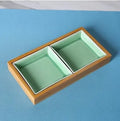 Axyaa Celadon Bamboo Wood Partition Fruit Snack Tray - Living Room Candy Nut Melon Seeds