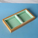 Axyaa Celadon Bamboo Wood Partition Fruit Snack Tray - Living Room Candy Nut Melon Seeds