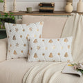 Axyaa Sequin Christmas Tree Embroidery Pillowcase - Festive Snowflake Plush Cushion Cover