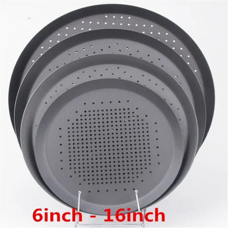 Axya Nonstick Pizza Baking Pan Tray - Black Metal Pizza Screen for Perfect Pizza