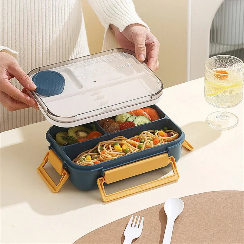 Axyaa 3-Compartment Bento Lunch Box with Fork and Spoon
