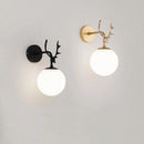 Retro Antlers Glass Ball Wall Lamp for Background Corridor with LED Lighting Night Light