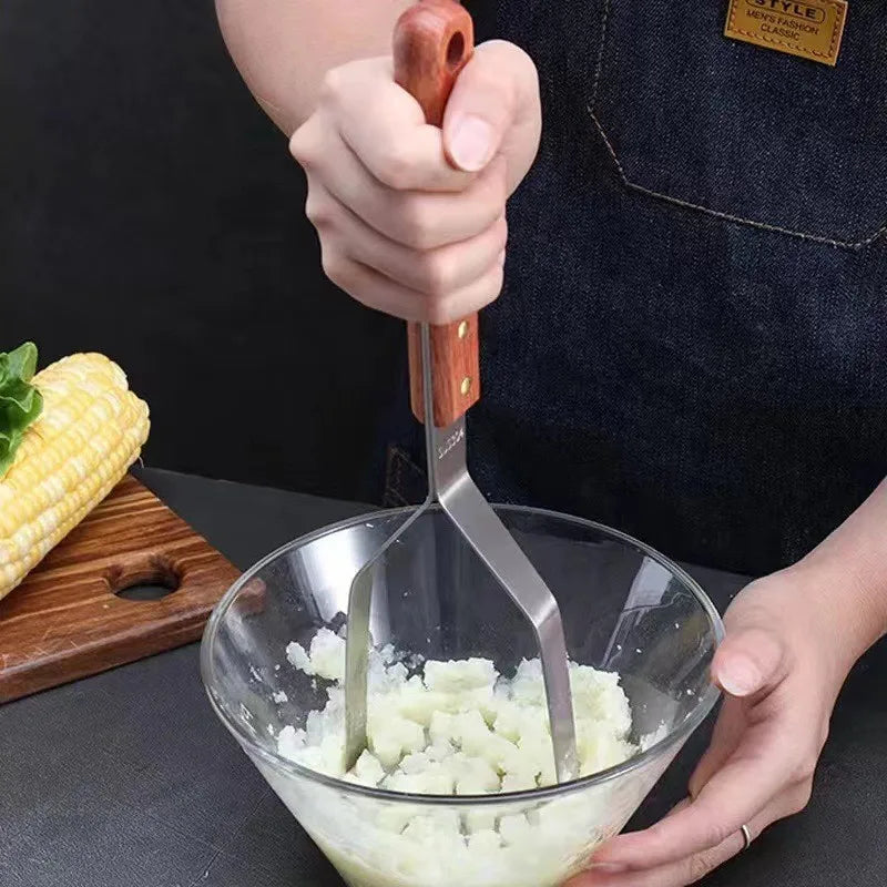 Axyaa Stainless Steel Potato Masher Kitchen Tool Veggies Fruit Crusher Pressure Mud Machine