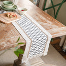 Axya Cotton Linen Striped Table Runner with Dual Color Tassels