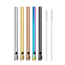 Axyaa 304 Stainless Steel Reusable 5Pcs Bubble Tea Straw Set with Brush and Spoon