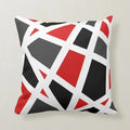 Axyaa Retro Geometric Lines Pillow Cover Set — Red & Black, Sofa Decor & Home Accent