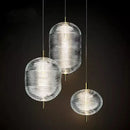 Axyaa Glass Ball Lighting Fixture for Bedroom, Dining Room, Hallway - Clear Striped Glass