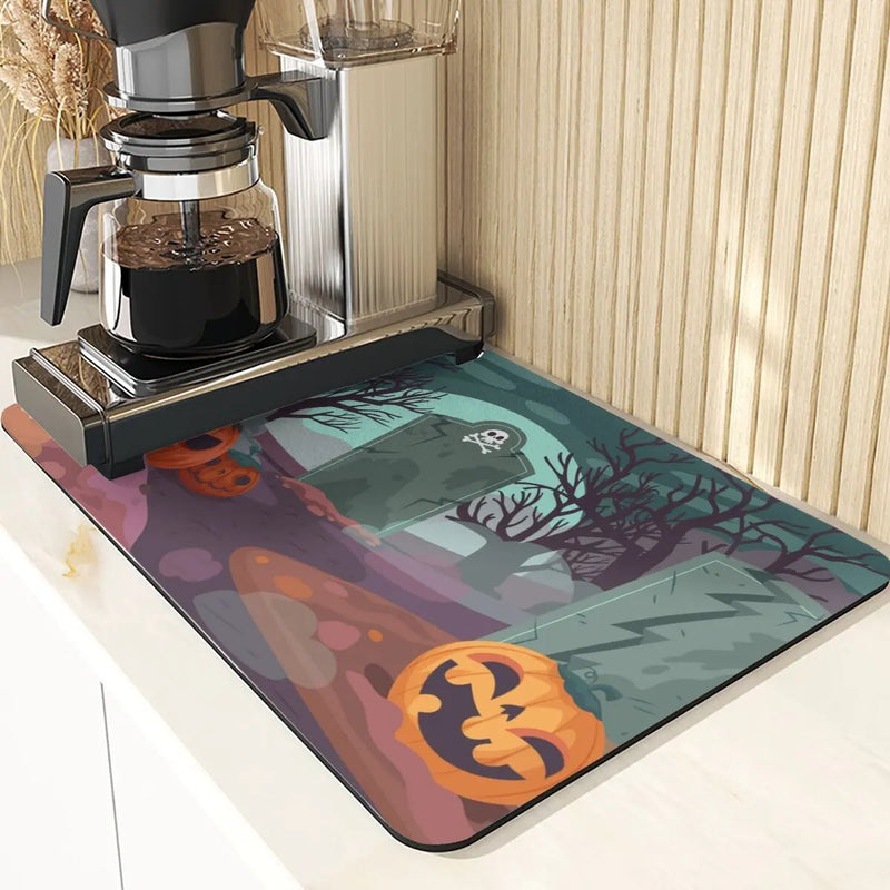 Axyaa Pumpkin Printing Silicone Coasters for Halloween Style Kitchen Décor