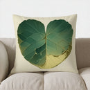 Axyaa Green & Gold Leaf Pattern Pillow Cover for Sofa, Bedroom & Car