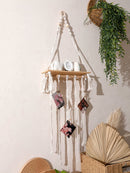 Axyaa Macrame Floating Wall Shelf with Photo Display - Boho Home Decor Gift