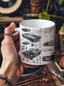 Axyaa Retro 1960s Style Car Art Mug - Microwave Safe, Ideal for Coffee Enthusiasts