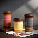 Axyaa Ceramic Gradient Coffee Cup with Silicone Cover, Portable & Creative Office Home Cup