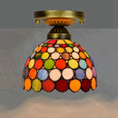 Axyaa European Floral Rose Mosaic Ceiling Light - Antique 8" Flush Mount for Dining Room/Library