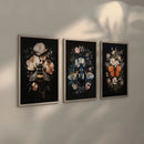 Axyaa 3-Piece Insect Pattern Art Set, Frameless Gothic Posters, Dark Floral Aesthetic Prints