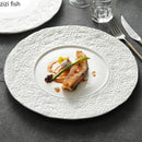 Axyaa Rock Texture Dinner Plate Set: Irregular Shape, Solid Color Ceramic Tableware