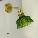 Axyaa Nordic Modern LED Wall Lights Copper Glass Pull Chain Switch Home Decor